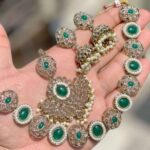 Reverse Diamond Necklace With Earings Tika