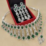 Diamond Choker Necklace With Long Earings And Tika Combo