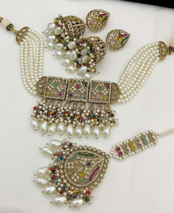 Pakistani Work Choker With Jhumki And Tika