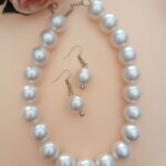 White Motte mala and earrings