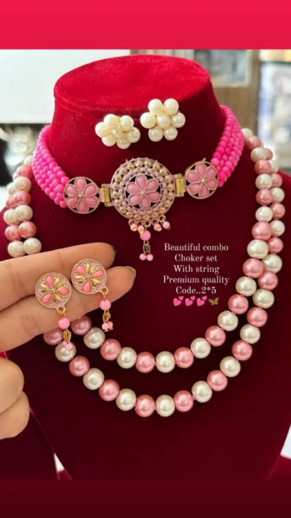 Choker set  with mala With string earrings combo