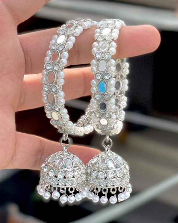 Rhodium Polish Mirror Latkan Bangles