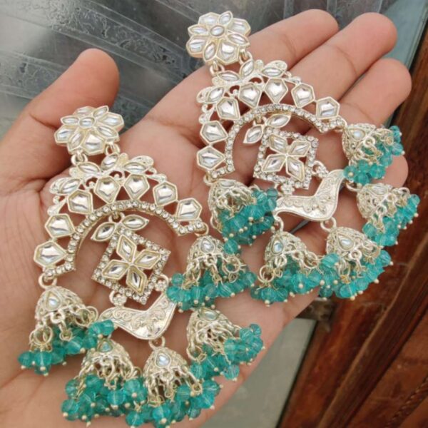 Kundan With Crystal Pearl Jumkie Earings