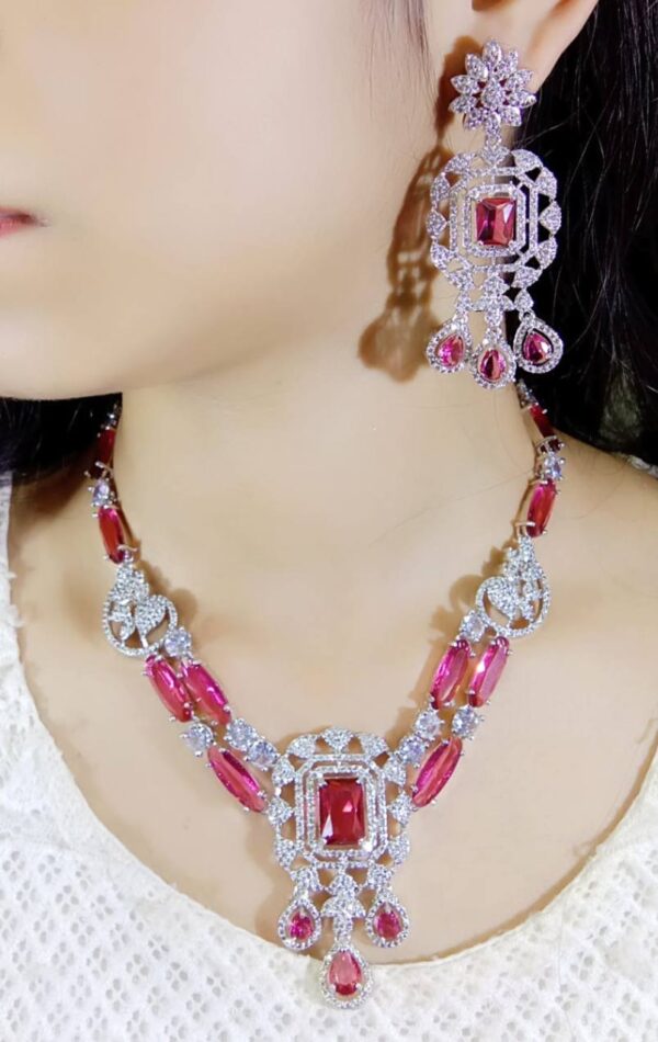 Diamond Necklace With Long Earings