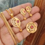 Oval Gold Look Pendant Set