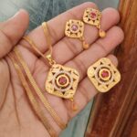 Square Gold Look Pendant Set