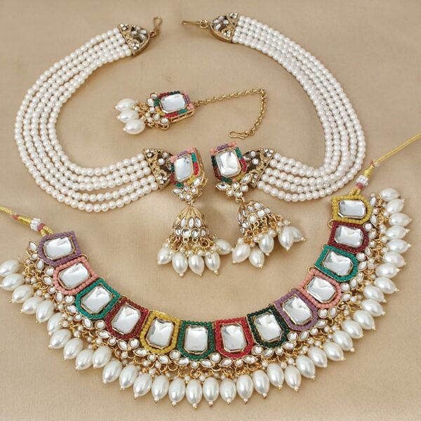 Beautifully Pakistani Necklace With Earrings With Earchain Combo