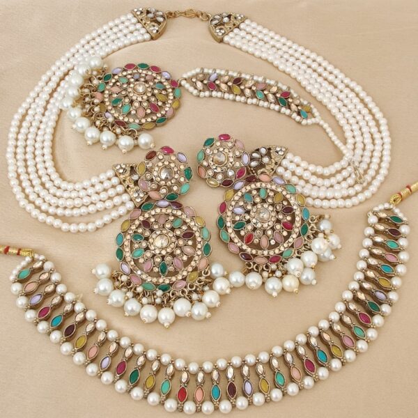 Beautifully Pakistani Necklace With Earrings With Earchain Combo