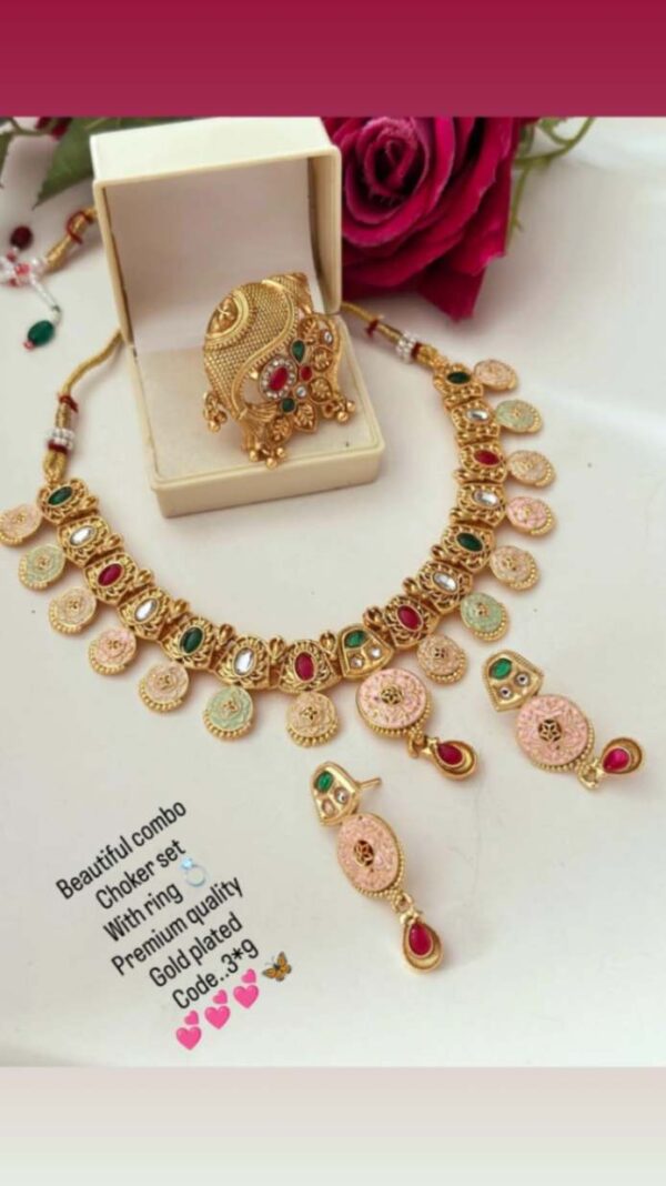 Beautiful combo choker set with ring