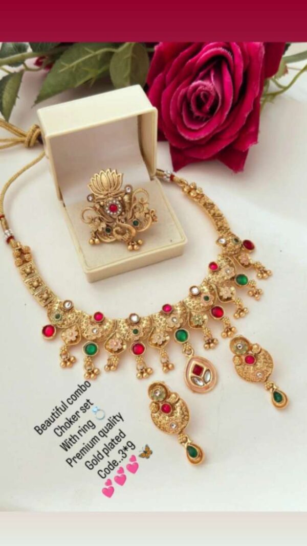 Beautiful combo choker set with ring