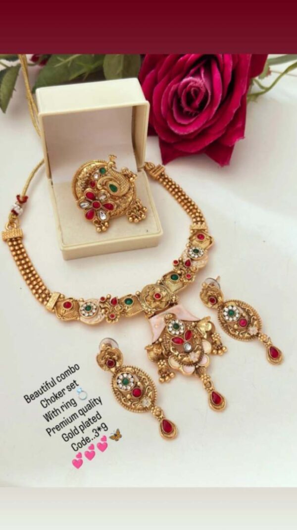 Beautiful combo choker set with ring