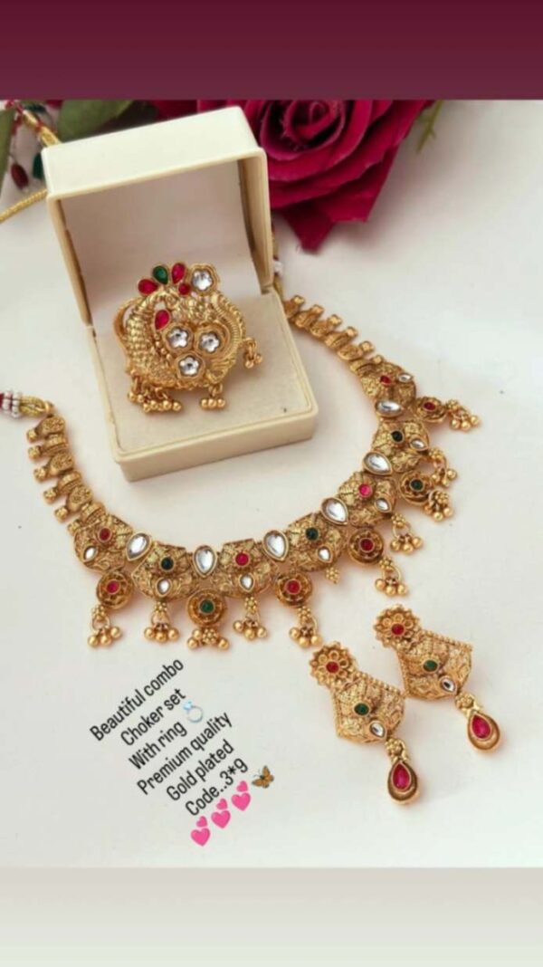 Beautiful combo choker set with ring