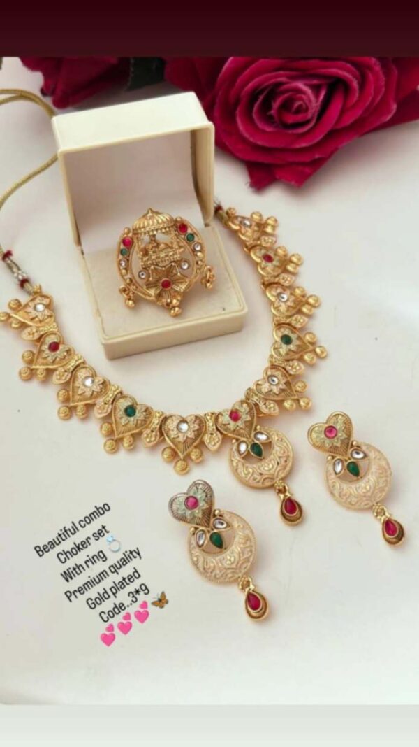 Beautiful combo choker set with ring